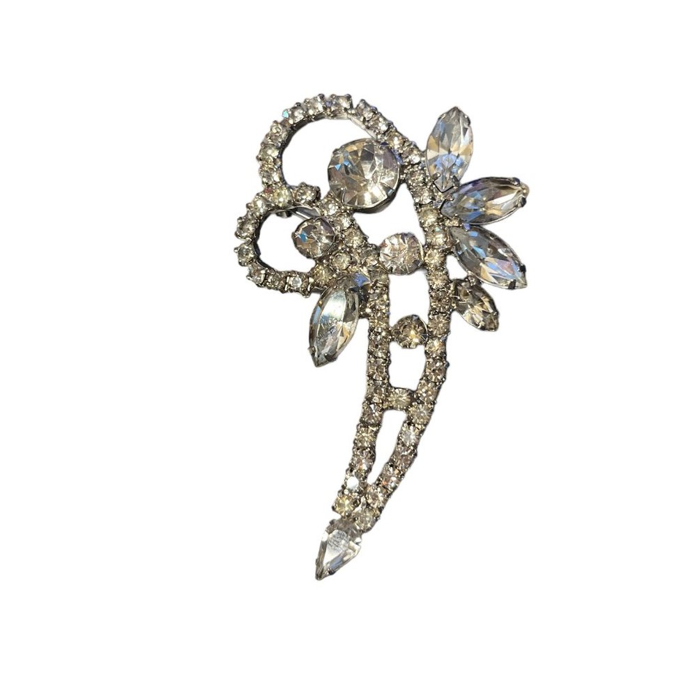 RHINESTONE BROOCH Pin Sparkly 3" Pin Hinge C-Catch